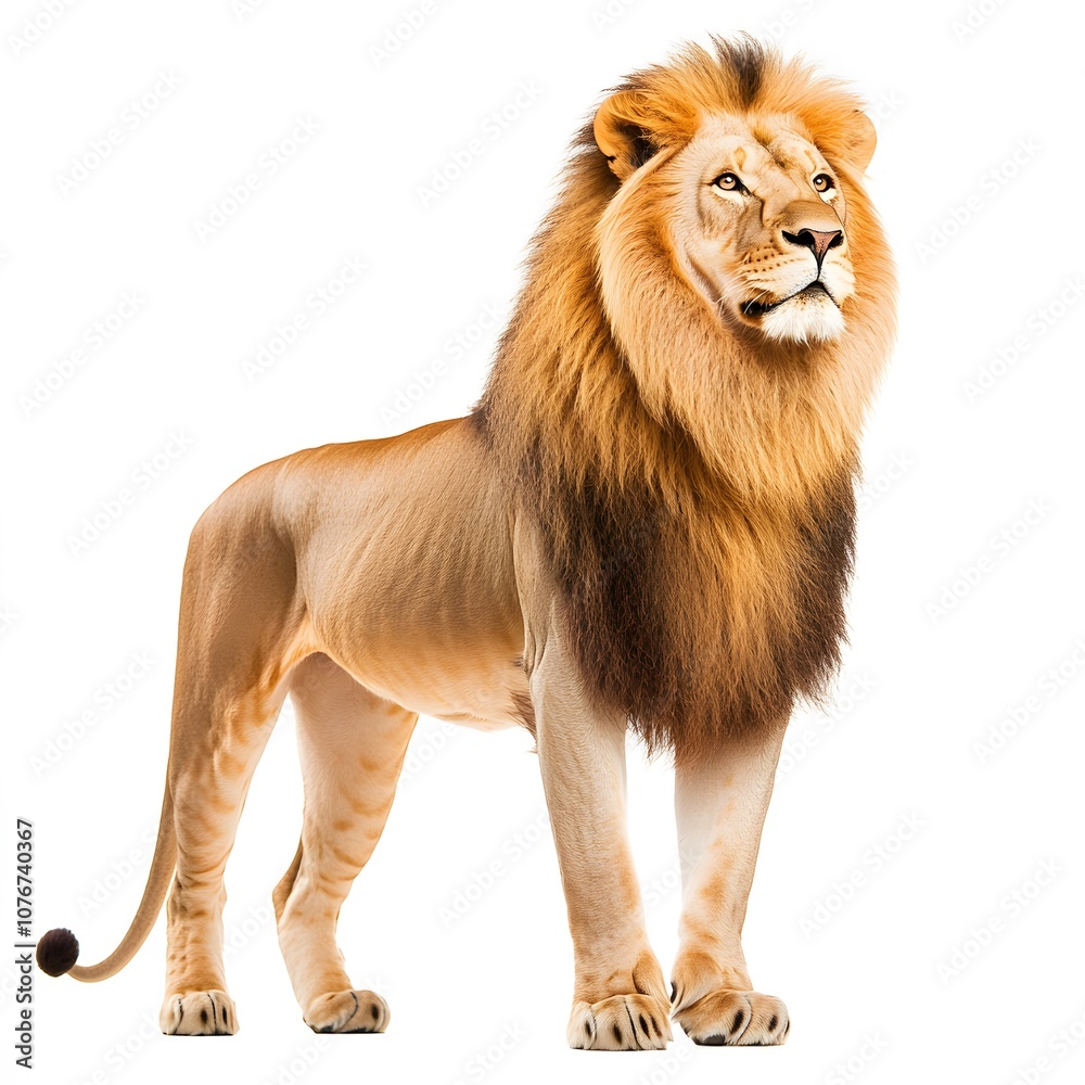 Obraz premium Standing lion isolated on white background