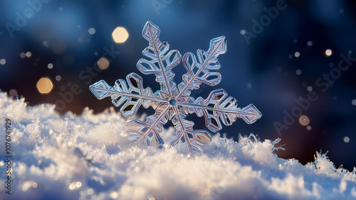 雪の結晶のマクロ画像