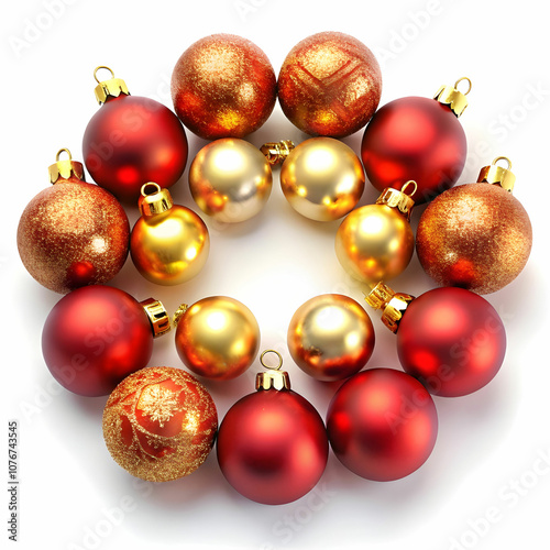 A stunning set of shiny red and gold Christmas baubles