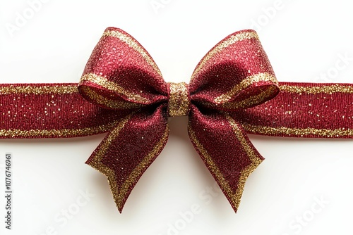 Red and Gold Glitter Bow with Ribbon