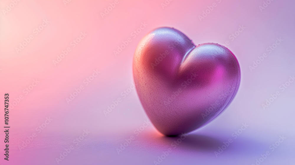 Obraz premium Blurred purple heart shape on a pastel background, with a pink and violet color palette