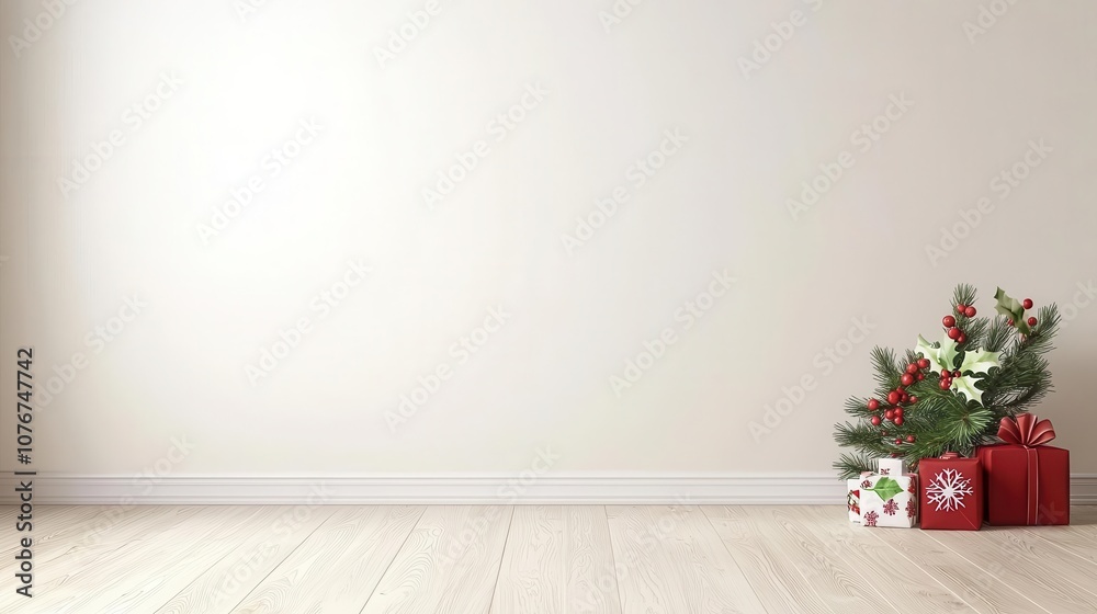 Recyclable Christmas decorations in a cozy room, ecofriendly and sustainable, 3D illustration Recyclable Christmas decorations in a cozy room, ecofriendly and sustainable, 3D illustration