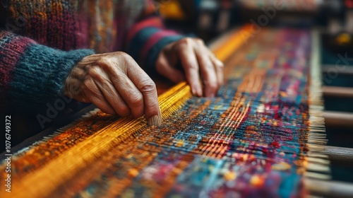 A person is working on a piece of fabric with a needle and thread