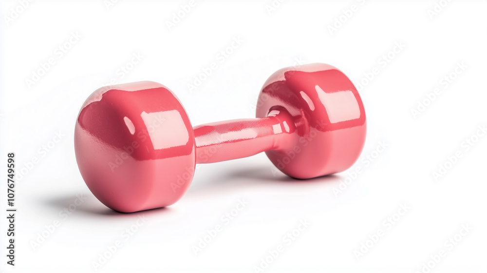 vibrant pink dumbbell resting on white background, perfect for fitness enthusiasts and gym lovers. Ideal for promoting health and exercise. vibrant pink dumbbell resting on white background, perfect for fitness enthusiasts and gym lovers. Ideal for promoting health and exercise.