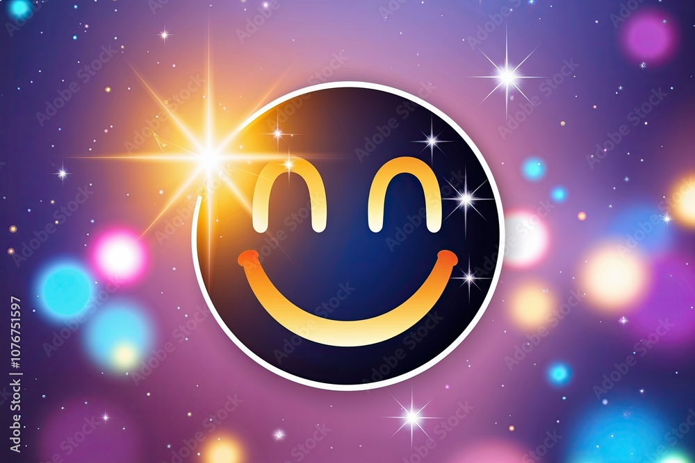 Naklejka premium Shiny Sparkle Emoticon Sticker Bright Twinkle and Shine Icon