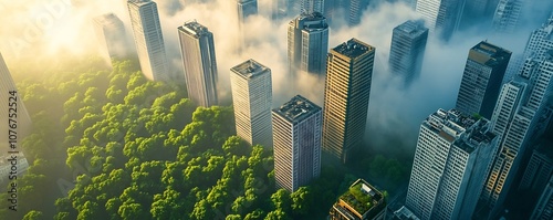 Aerial Cityscape with Lush ...