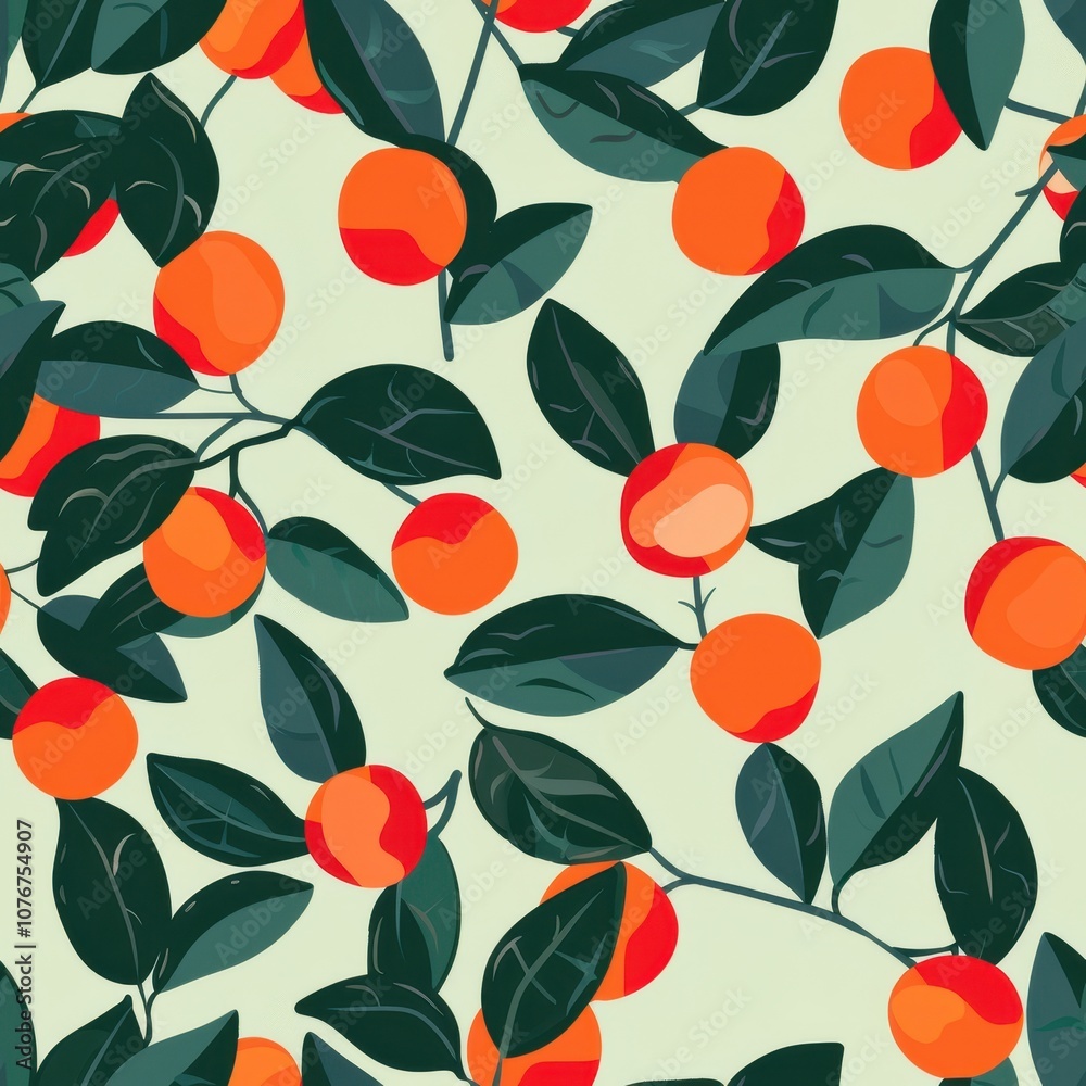 Seamless Minimal Pattern Design Featuring Acerola Fruit and Leaves Ideal for Textiles, Fabrics and Decorative Applications for Modern Aesthetic Needs Seamless Minimal Pattern Design Featuring Acerola Fruit and Leaves Ideal for Textiles, Fabrics and Decorative Applications for Modern Aesthetic Needs