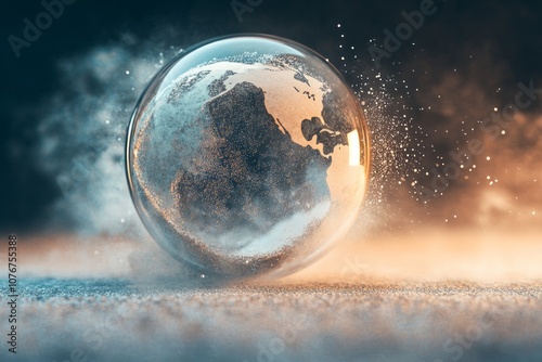 Digital dust off the outside of a glass globe photo