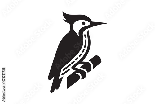 woodpecker vector silhouette illustration isolated in white background photo