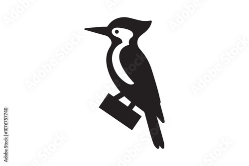 woodpecker vector silhouette illustration isolated in white background photo