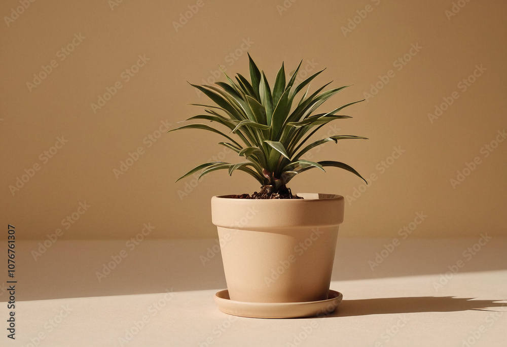 Fototapeta premium Stylish Potted Plant in a Soft Terracotta Pot
