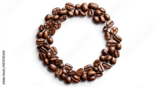 Roasted Coffee Beans in Symmetrical Circle Shape