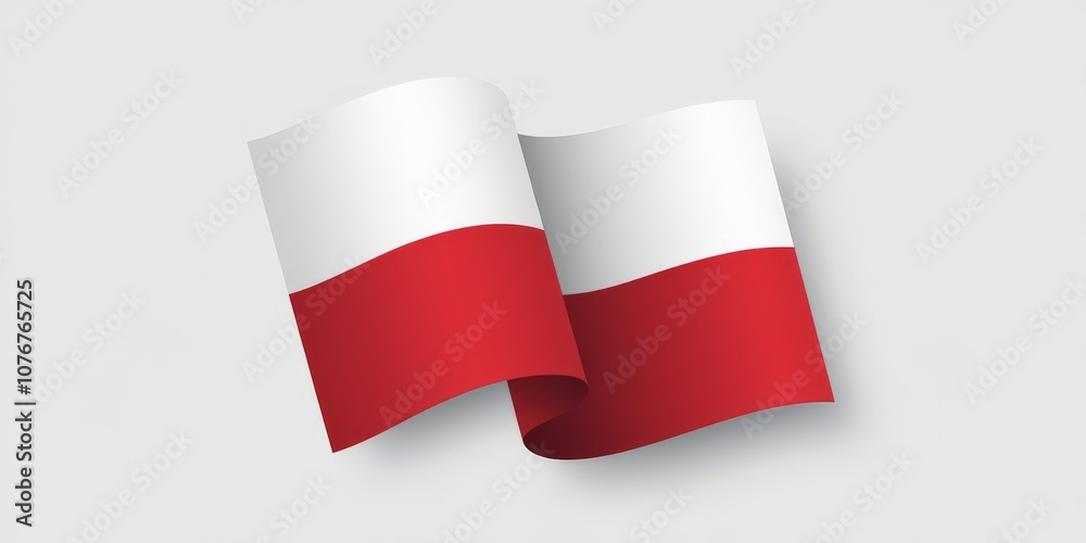 Φωτογραφία Two Polish flags waving together, symbolizing national pride, unity, and patriotism against a neutral gray background, perfect for cultural themes and events