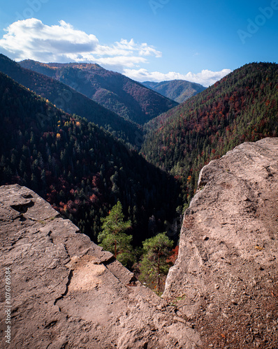 The Tomášovský view is the most beautiful view in the Slovak Paradise. It is a terrace-shaped rocky outcrop and offers a nice view of the valley of Biele Potok, Priel Hornád. photo