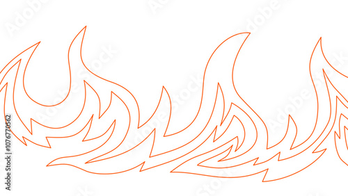 flame lines. Background with fire lines. Outline of flames as a background. Fire border. Continuous fire line design. Flame outline background.