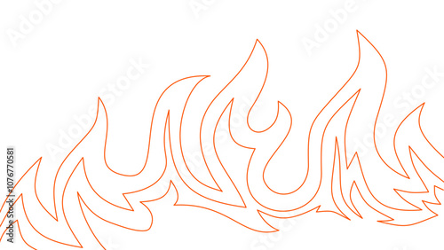 flame lines. Background with fire lines. Outline of flames as a background. Fire border. Continuous fire line design. Flame outline background.