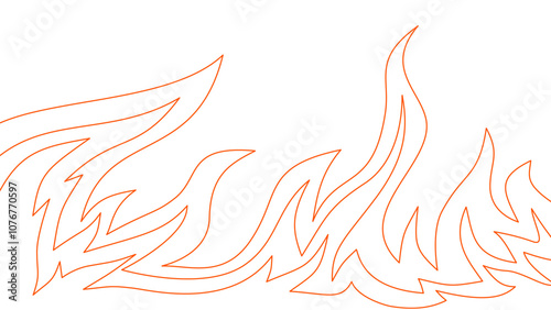 flame lines. Background with fire lines. Outline of flames as a background. Fire border. Continuous fire line design. Flame outline background.