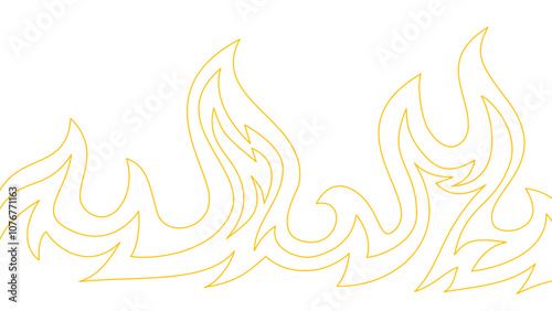 flame lines. Background with fire lines. Outline of flames as a background. Fire border. Continuous fire line design. Flame outline background.