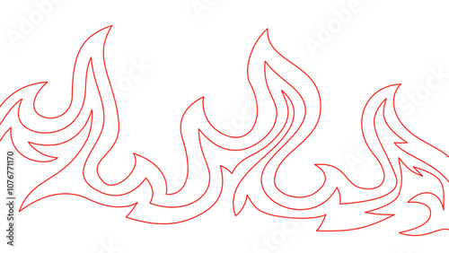 flame lines. Background with fire lines. Outline of flames as a background. Fire border. Continuous fire line design. Flame outline background.