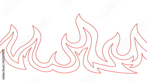 flame lines. Background with fire lines. Outline of flames as a background. Fire border. Continuous fire line design. Flame outline background.