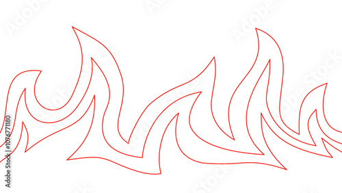 flame lines. Background with fire lines. Outline of flames as a background. Fire border. Continuous fire line design. Flame outline background.