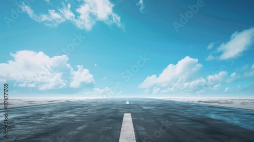 Urban Expansion with Blue Sky, showcasing modern infrastructure, road surface development, and technological advancement in a vibrant city setting photo