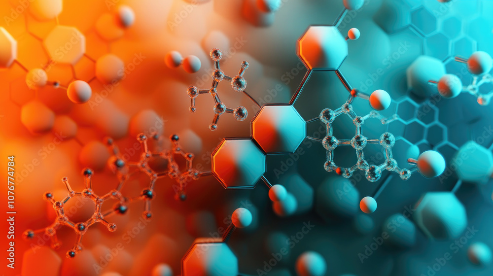 Geometric Molecular Patterns, vibrant flat color backdrop showcases intricate hexagons and circles, emphasizing detailed molecular designs. Geometric Molecular Patterns, vibrant flat color backdrop showcases intricate hexagons and circles, emphasizing detailed molecular designs.