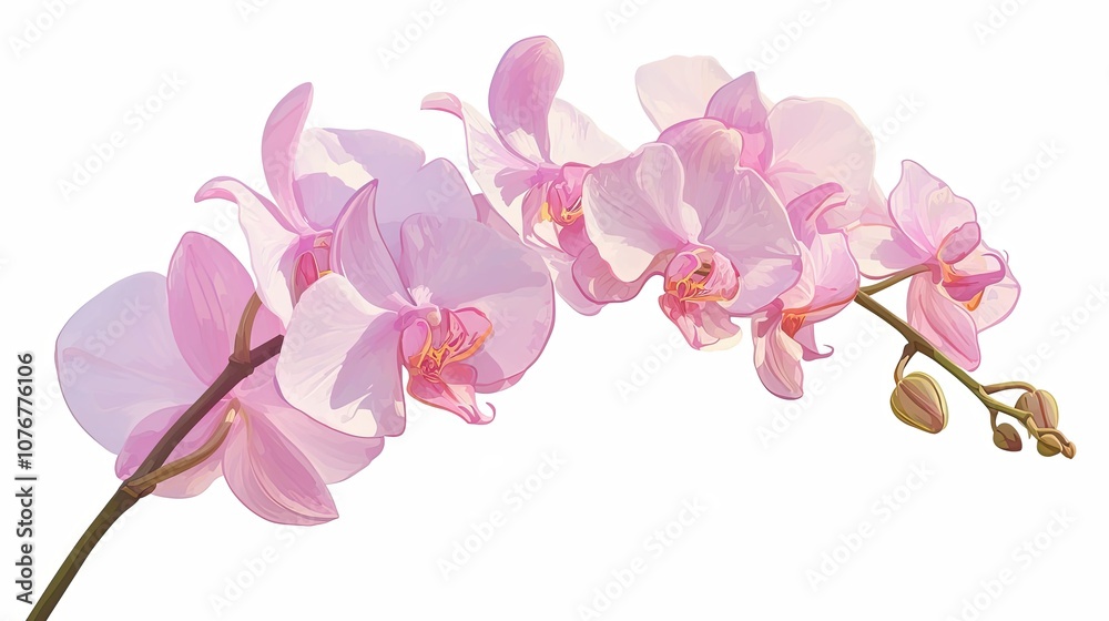 Delicate Pink Orchid Branch with Buds