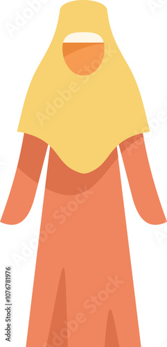 Minimalist vector illustration of an arab woman representing islamic culture and religion