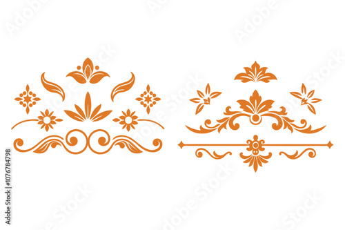 Elegant Golden Divider Ornaments Vector Illustration Set.