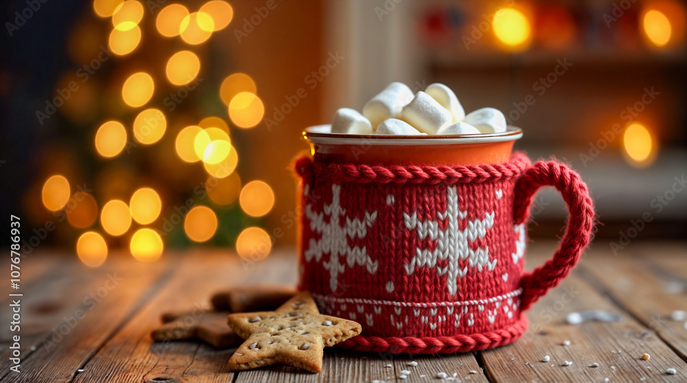 Tazza Natalizia con Marshmallows e Biscotti allo Zenzero