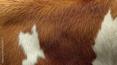 Close-up of a cow's fur, showcasing its texture and color patterns.