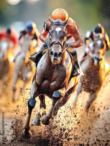 Final lap as the crowd cheers the jockey's and here Thoroughbred's thunder down the track towards the finish line. 