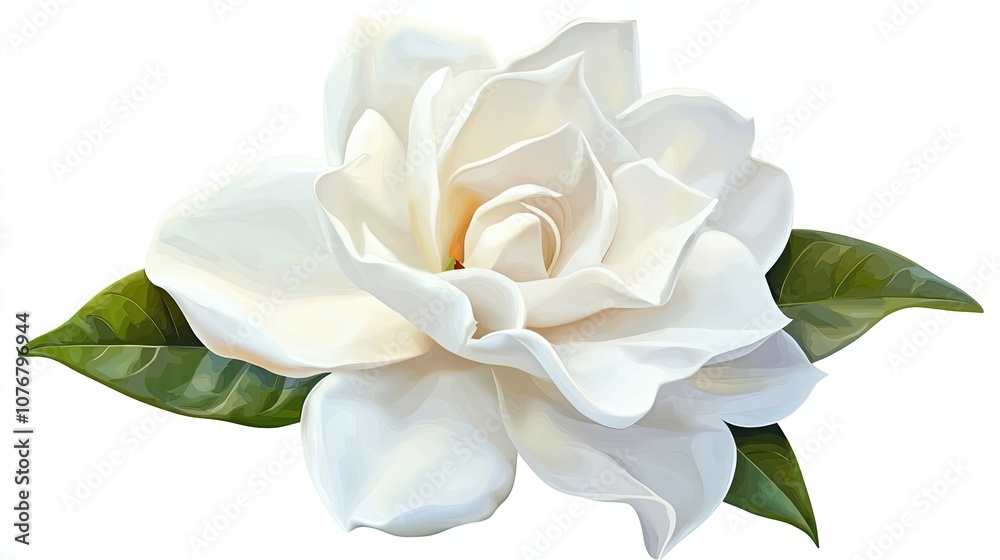 Fototapeta premium A Close-Up View of a Delicate White Gardenia Blossom