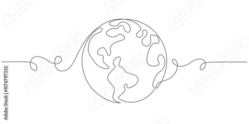 Earth Globe line art style vector illustration