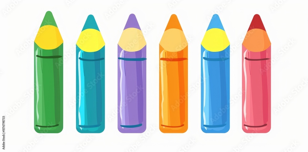 Crayon set vector illustration on a white background, in a simple flat design clip art style with no shadows, gradients or details. Crayon set vector illustration on a white background, in a simple flat design clip art style with no shadows, gradients or details.