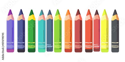 Crayon set vector illustration on a white background, in a simple flat design clip art style with no shadows, gradients or details. photo