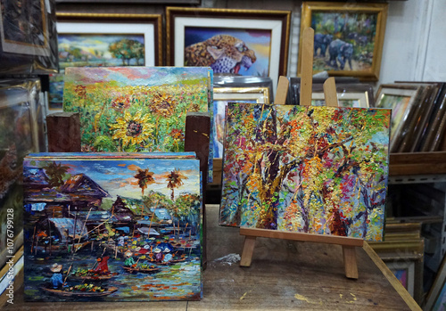 art oil painting in the gallery