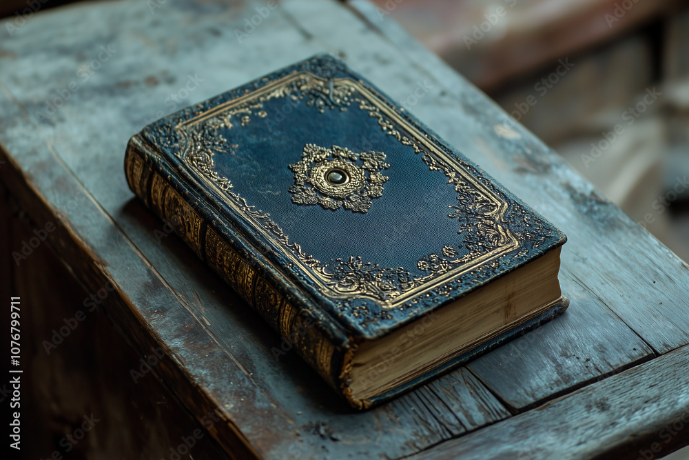Fototapeta premium Vintage Ornate Book with Intricate Cover Design