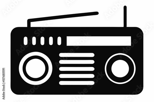 Radio Icon, Radio Silhouette Vector, Classic radio device