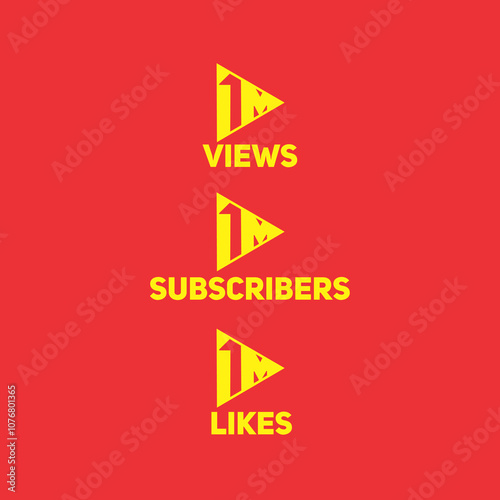 1m views sub likes vector icon set 