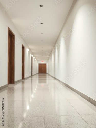 Wallpaper Mural Empty hallway illuminated by soft LED lighting with minimal blur effect, clean, technology Torontodigital.ca