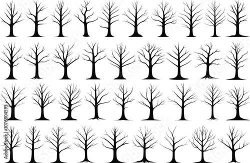 Dead tree or bare tree silhouette vector