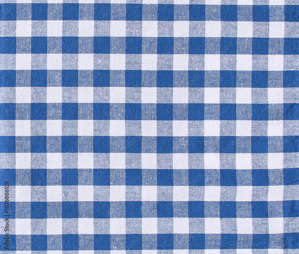 blue and white checkered tablecloth