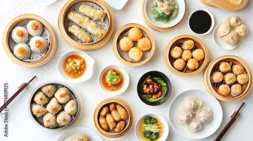 dim sum on white background photo