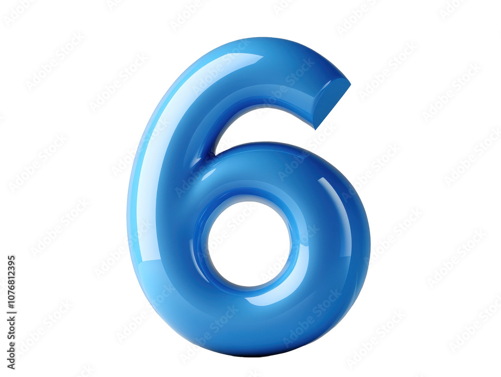 Vibrant 3D Blue Number Six with Glossy Finish Representing Counting, Education, and Fun in Various Contexts Such as Games, Children Activities, and Learning Materials Vibrant 3D Blue Number Six with Glossy Finish Representing Counting, Education, and Fun in Various Contexts Such as Games, Children Activities, and Learning Materials