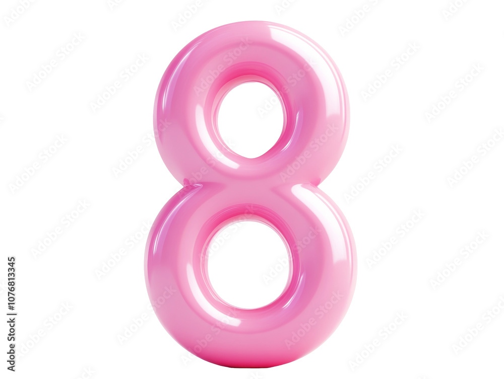 Glossy Pink Number Eight with Soft Curves and Reflective Surface for Creative Design Projects, Celebrations, and Decorative Purposes in Modern Aesthetic Context Glossy Pink Number Eight with Soft Curves and Reflective Surface for Creative Design Projects, Celebrations, and Decorative Purposes in Modern Aesthetic Context