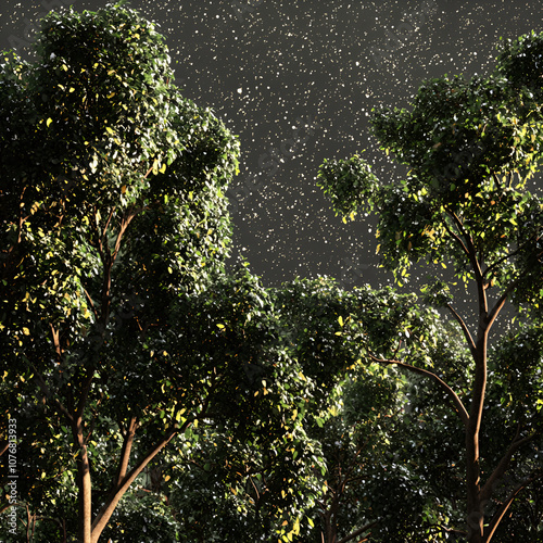 Milky way over dark forest a hyperrealistic perspective