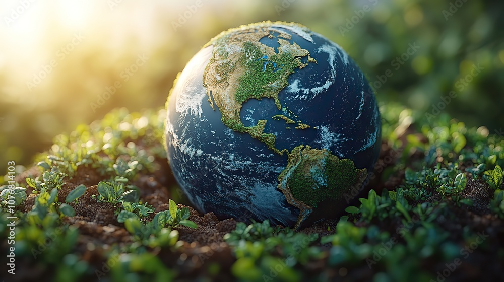 A 3D concept of Earth, featuring wind energy, demonstrates the global effort to find solutions to climate change