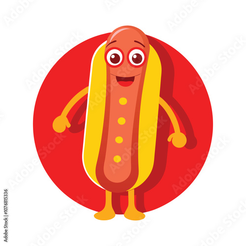 Cute Hotdog Cartoon Logo Vector - Playful and Fun Fast Food Character for Street Food, Restaurant Branding, and Festival Art